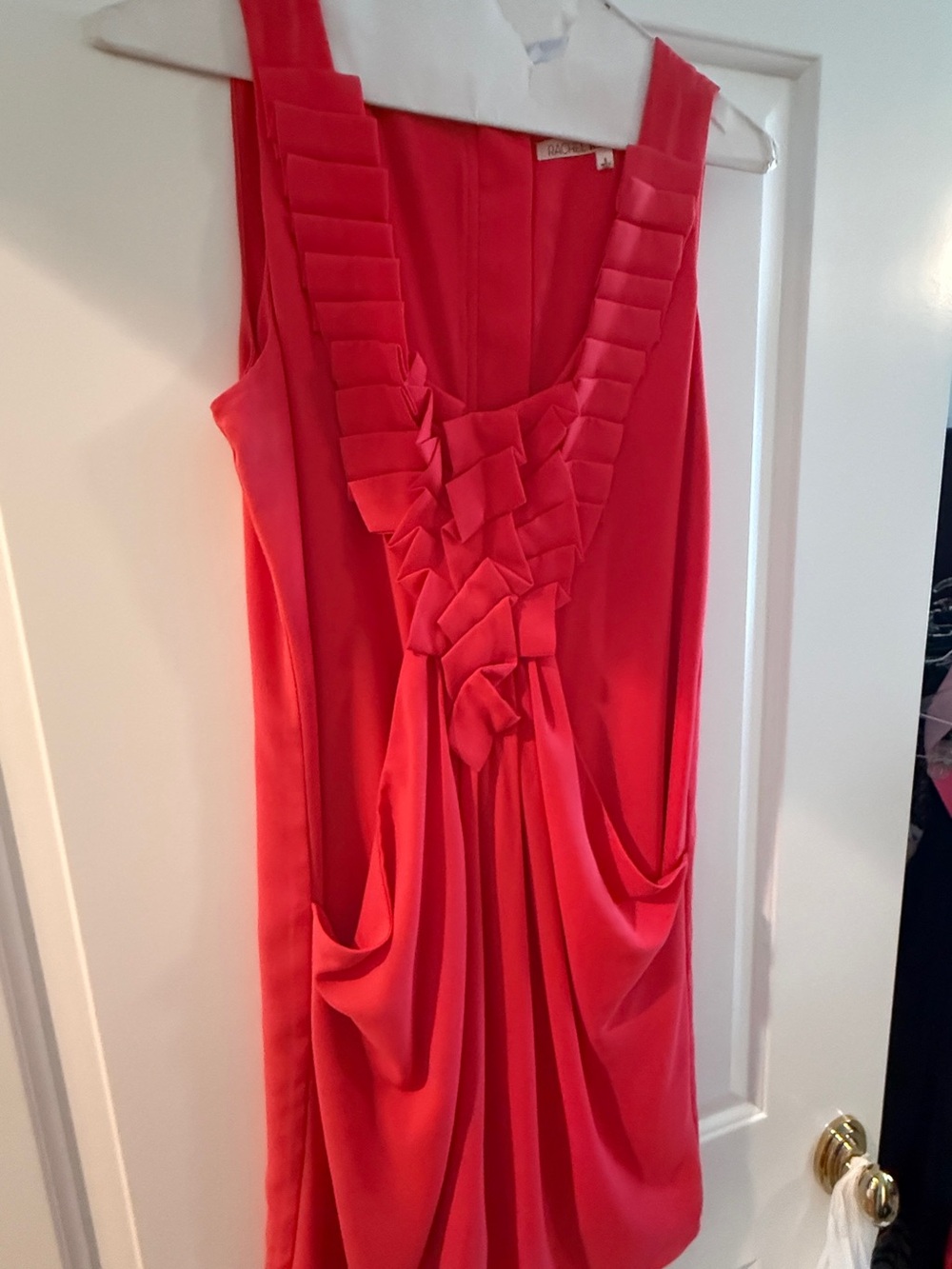 RACHEL Rachel Roy Coral-Red Ruffle-Front Midi Dress